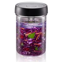 1l fermenting jar with glass weight and fermentation lid, with cabbage
