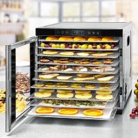 square dehydrator showing trays of fruit