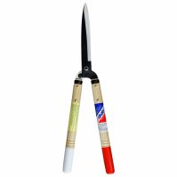Short model shrub shears with short wooden handles of 30 cm, and a medium-long razor-sharp blade of 175 mm. 