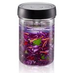 1l fermenting jar with glass weight and fermentation lid, with cabbage