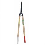 Large hedge shears with long wooden handles of 50 cm, and a large razor-sharp blade of 200 mm.